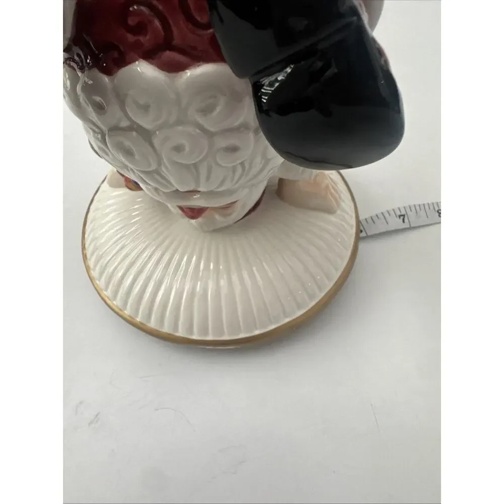 FITZ AND FLOYD Christmas Santa Pillar Candle Holder Candy Dish Ceramic